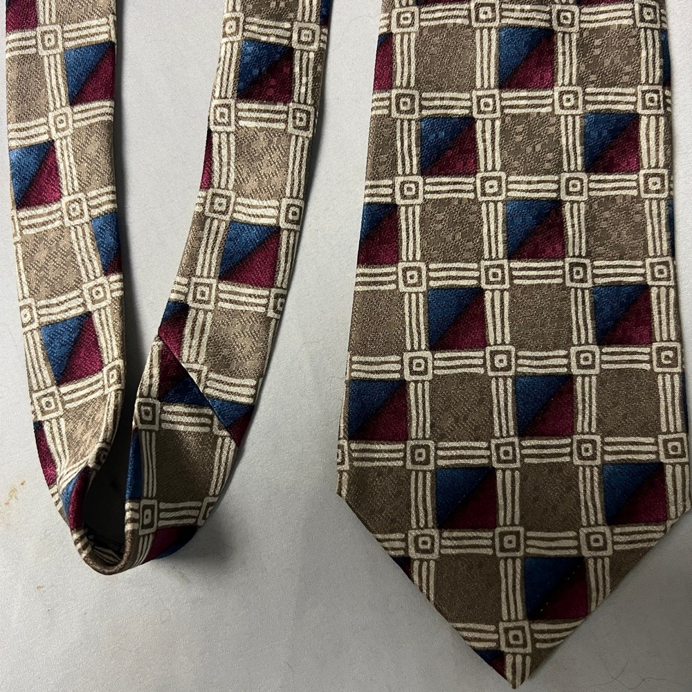 Pierre Cardin Silk Geometric Square Box Pattern Necktie Men's‎ Classic Dress Tie